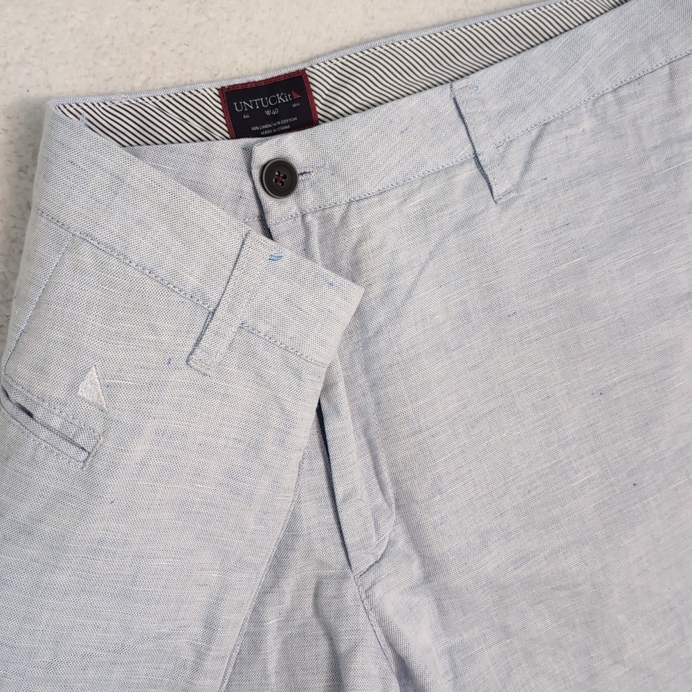 NEW UnTuckit BLUE Cotton Linen Shorts Men's 40X 9.5"‎ Inseam